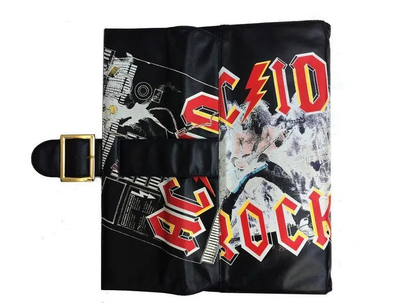 1990s DOLCE & GABBANA ROCK  BAND BLACK LARGE ENVELOPPE BAG