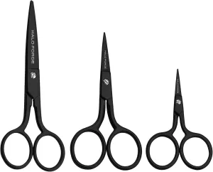 3 Pair Small Embroidery Scissors: Forged Stainless Steel Sharp Pointed Tip Precision Cutting Details Thread Yarn for fabric, sewing, craft, Needlework, 2.5 Inch, 3.5 Inch and 6 Inch Black