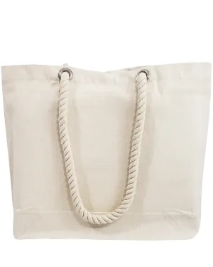 6 ct Canvas Beach Tote Bag with Fancy Rope Handles- By Bundle