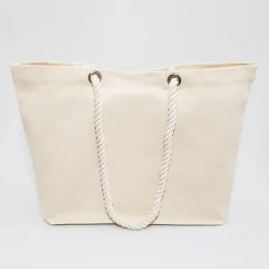 6 ct Large Canvas Beach Tote Bag with Fancy Rope Handles - By Bundle