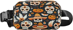 ALAZA Sugar Skull Pumpkin Waist Packs Spot Belt Bag Crossbody Bag Fanny Pack Pouch for Men Women Hiking Running Cycling Traveling