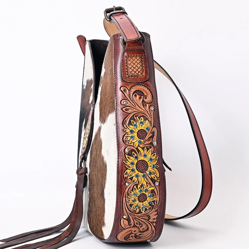 American Darling ADBGF125A Hobo Hand Tooled Hair-On Genuine Leather Women Bag Western Handbag Purse
