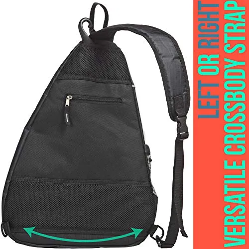 Athletico Sling Bag - Crossbody Backpack for Pickleball, Tennis, Racketball, and Travel for Men and Women (Black)