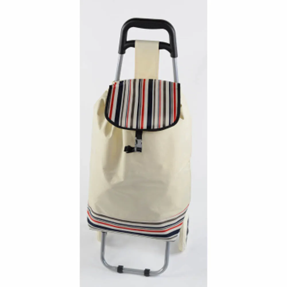 ATHome Shopping Foldable Push or Pull Trolley Dolly Cart - Rolling, Water Resistant, Lightweight, Hard Wearing Two-wheeled Cart For Groceries & Haul Laundry, Nude