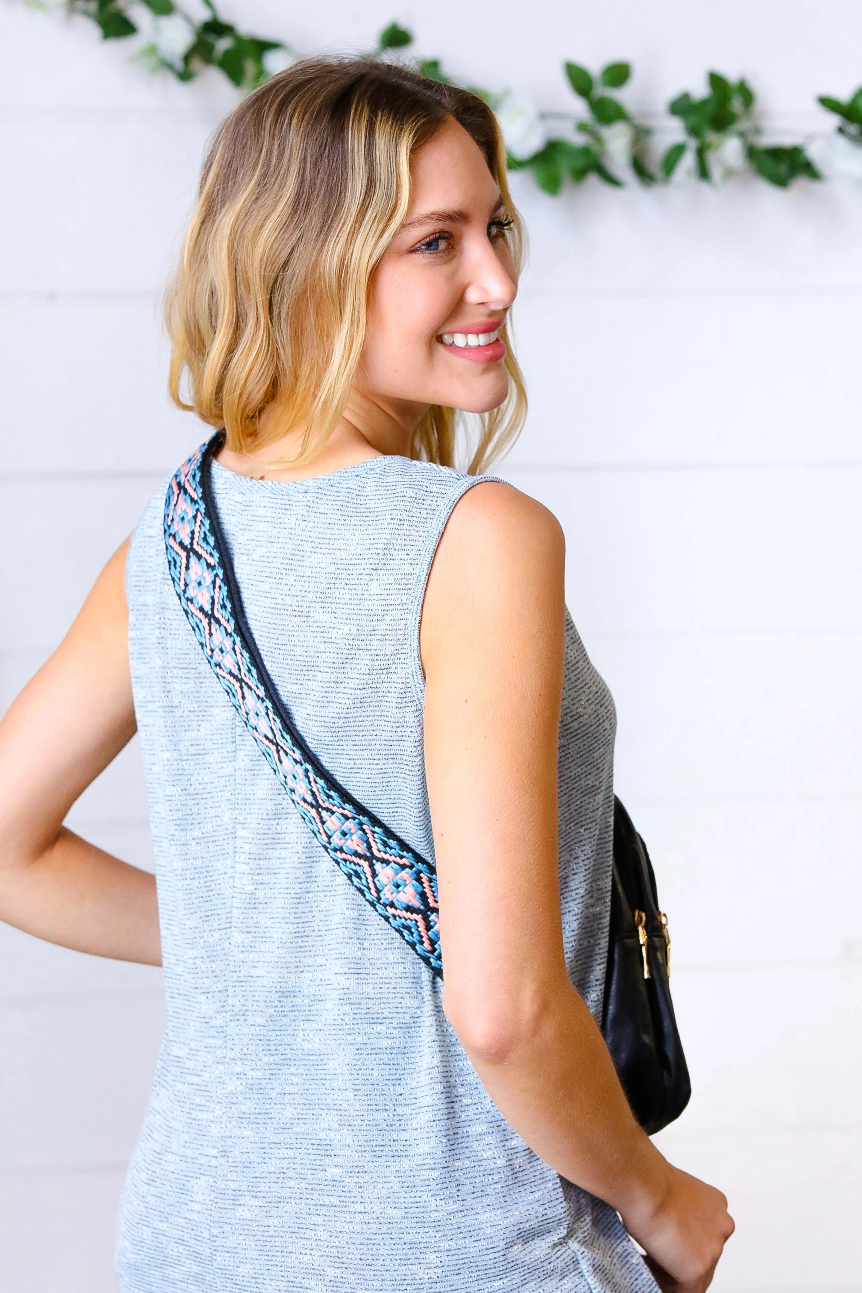Black Vegan Leather Designer Strap Lined Sling