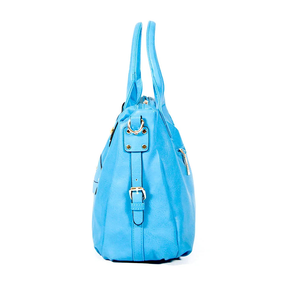 Blue Handbag with Smooth Material - OH-5018 BLUE