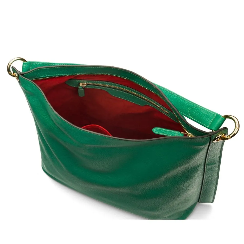 Carol Ann Slouchy Leather Shoulder Bag - Emerald Green