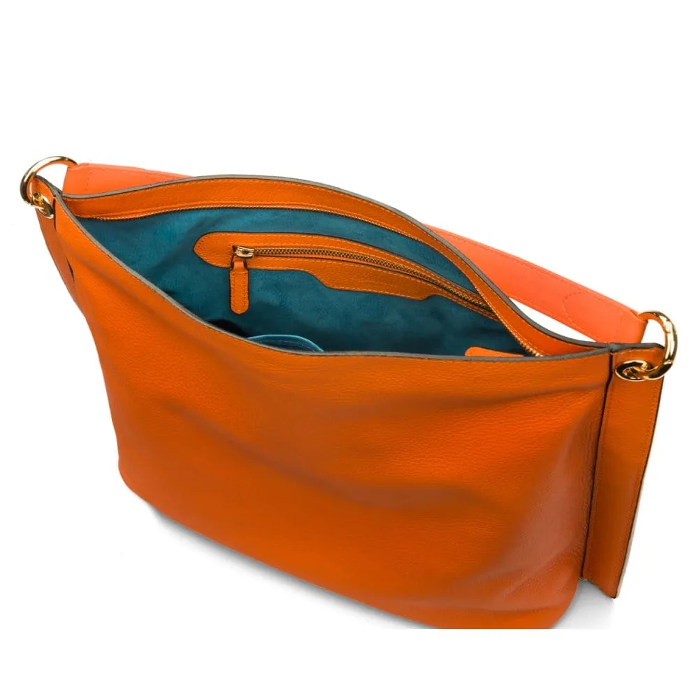 Carol Ann Slouchy Leather Shoulder Bag - Orange