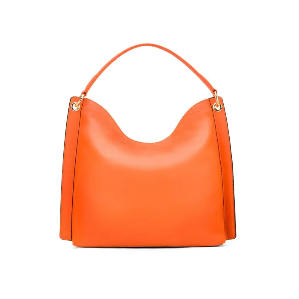 Carol Ann Slouchy Leather Shoulder Bag - Orange