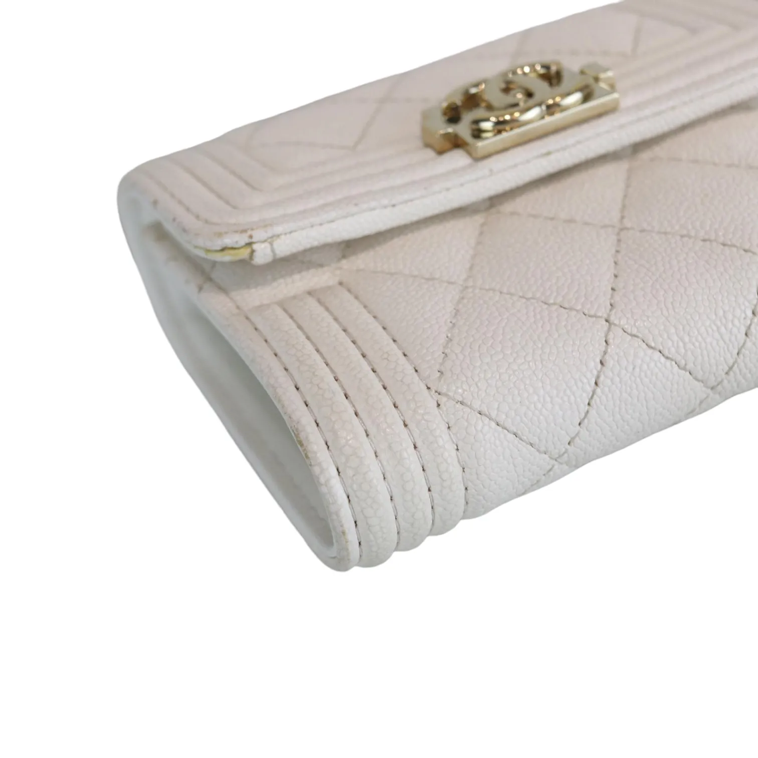 Caviar Quilted White Flap Wallet LGHW