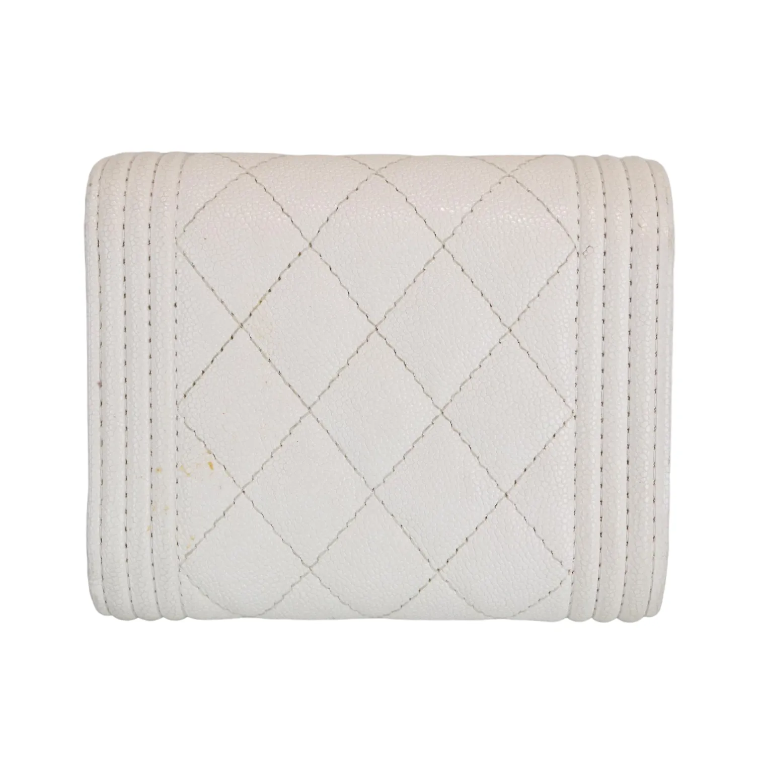Caviar Quilted White Flap Wallet LGHW