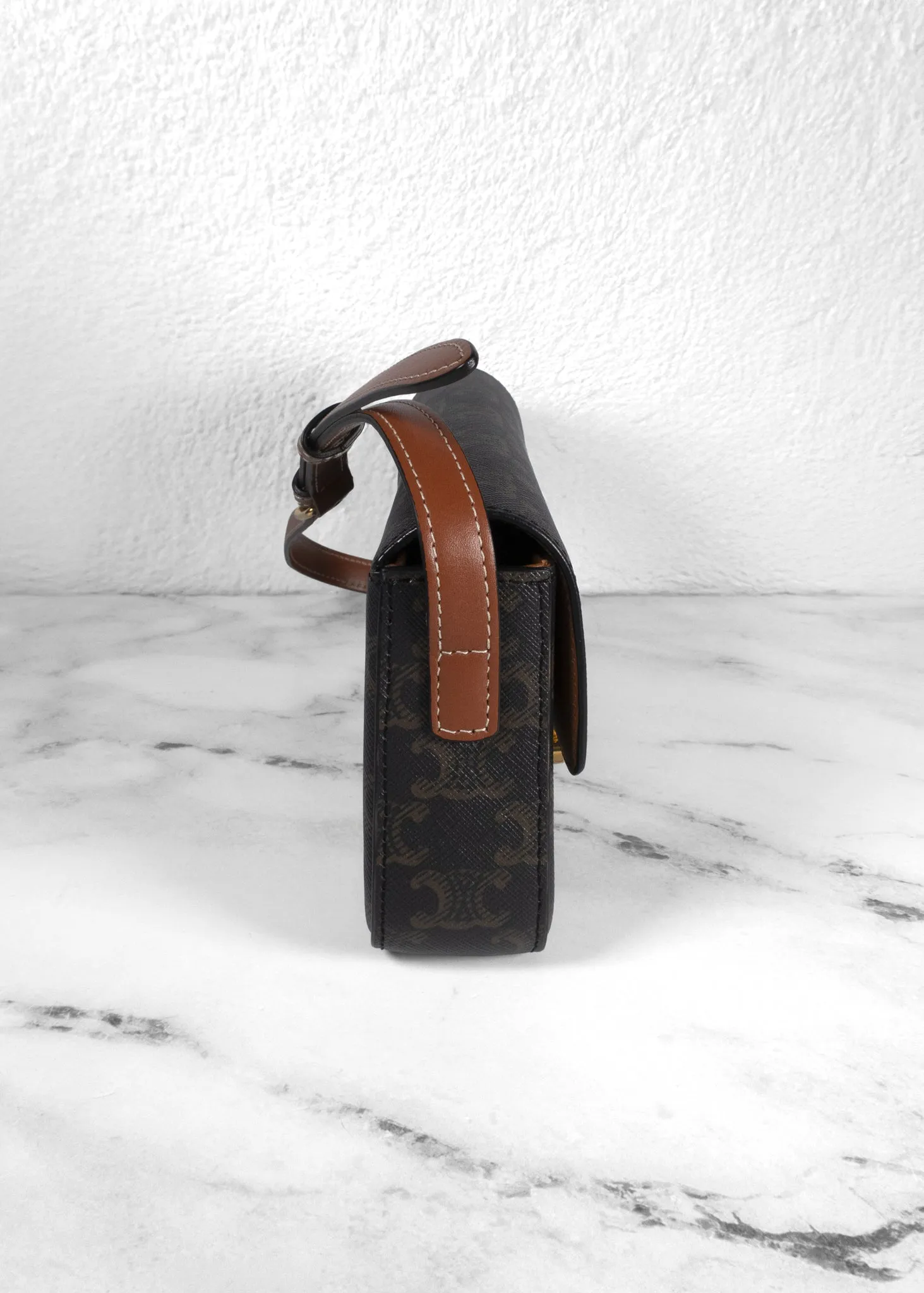 Celine Triomphe Brown Leather Handbag