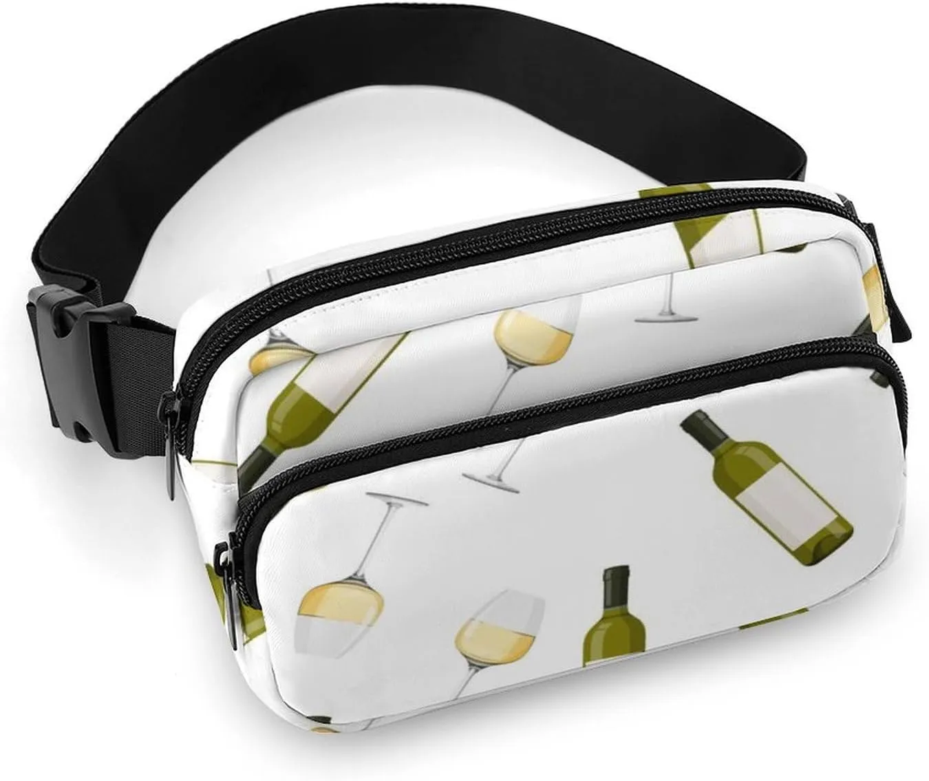 Champagne Bottle And Glasses Fanny Packs Crossbody Bags for Women Men, Belt Bag Waist Packs for Workout Running Travel with Adjustable Strap