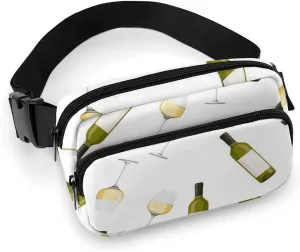 Champagne Bottle And Glasses Fanny Packs Crossbody Bags for Women Men, Belt Bag Waist Packs for Workout Running Travel with Adjustable Strap