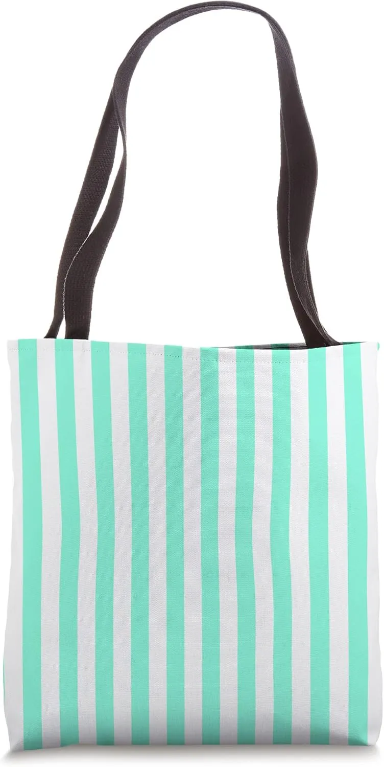 Classic Aquamarine Cabana Tent Stripe Tote Bag