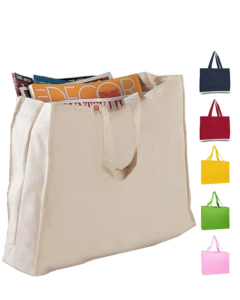 Closeout Full Gusset Heavy Canvas Affordable Horizontal Tote Bags - TF275