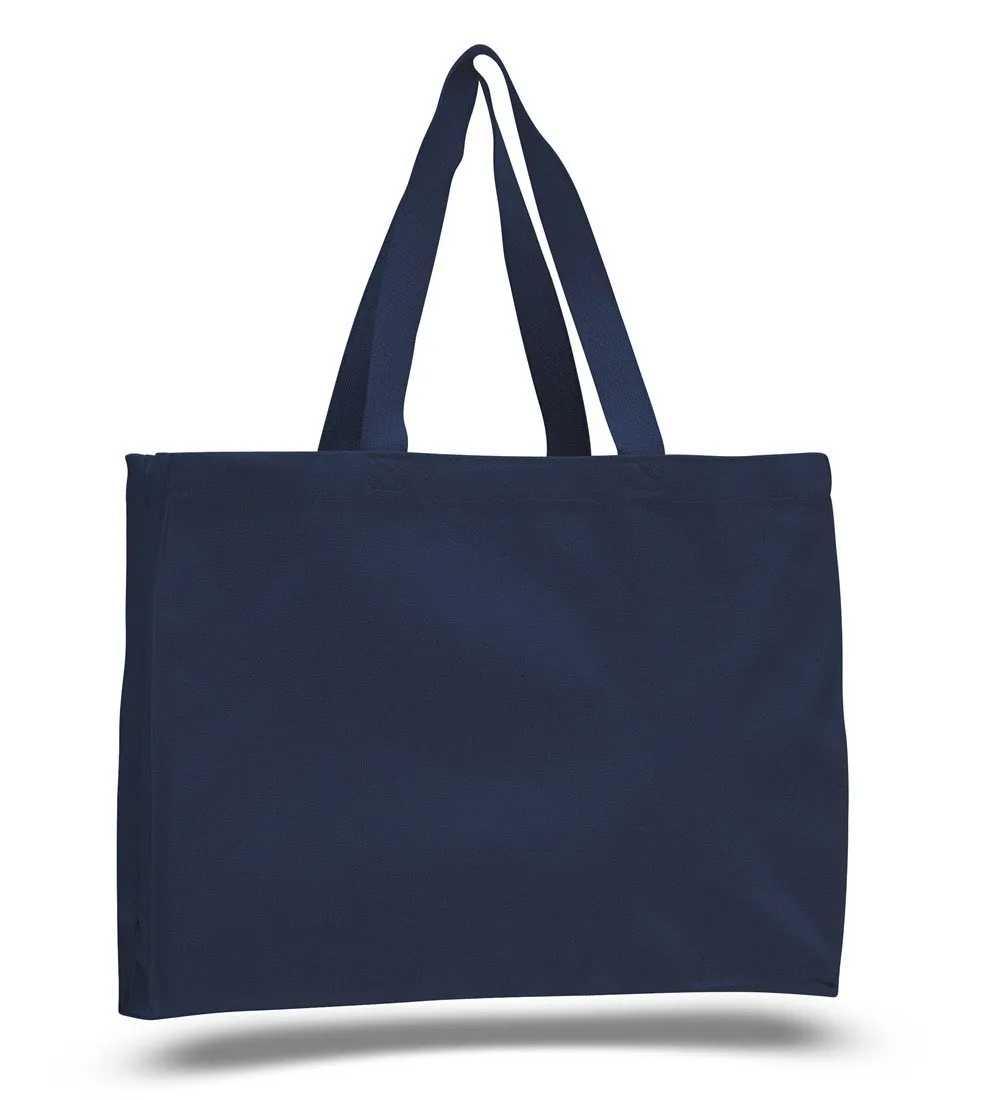 Closeout Full Gusset Heavy Canvas Affordable Horizontal Tote Bags - TF275