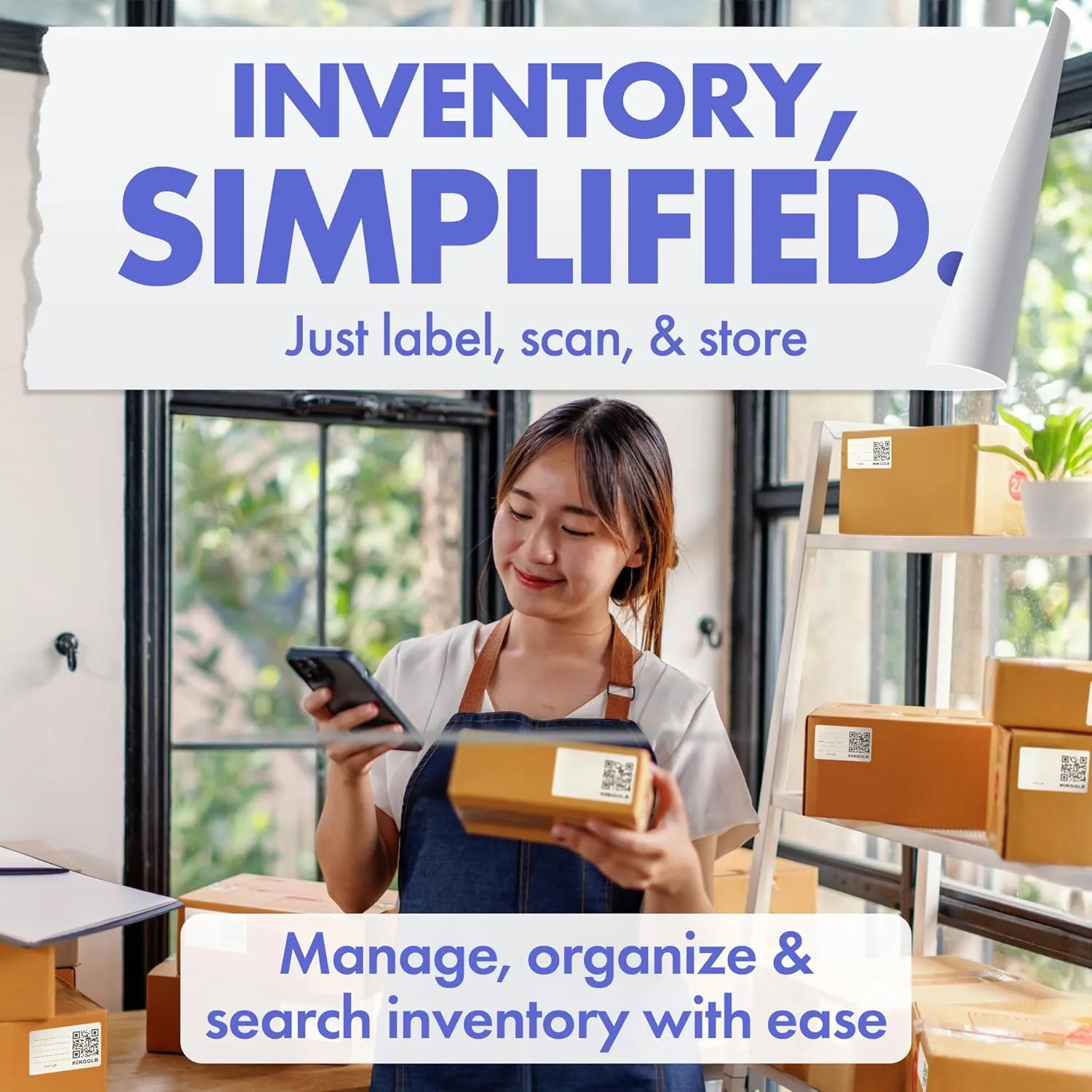 Code Durable Labels (3" x 5") for Storage & Moving - 40 USA-Made Inventory Stickers with Free Organization App