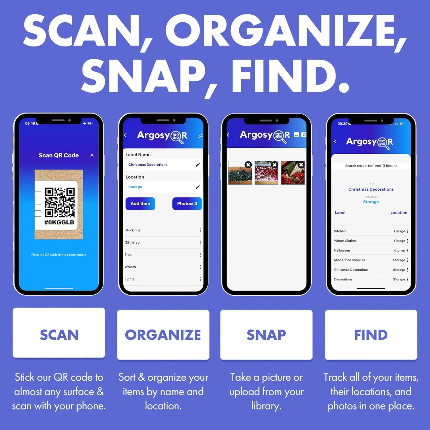Code Durable Labels (3" x 5") for Storage & Moving - 40 USA-Made Inventory Stickers with Free Organization App