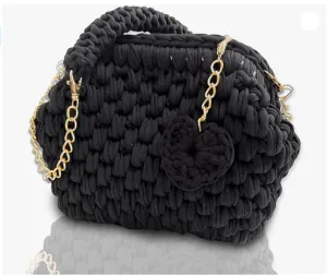 Crochet Evening Wedding Party Clutch Purse (BURS BLACK)