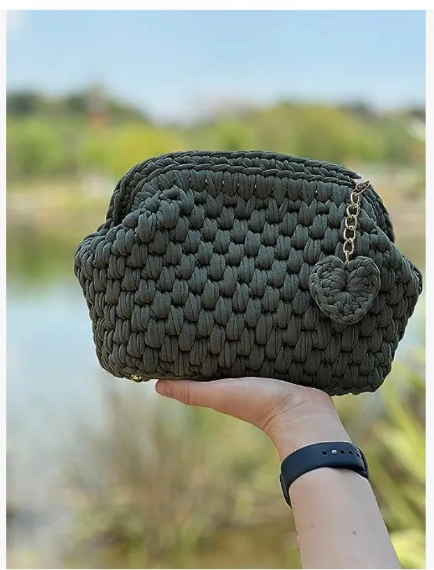 Crochet Evening Wedding Party Clutch Purse (BURS GREEN)