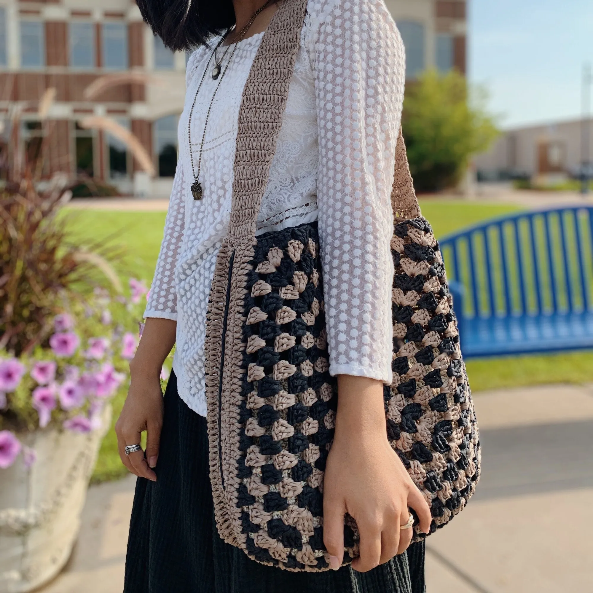 crochet granny square tote bag pattern PDF & video tutorial