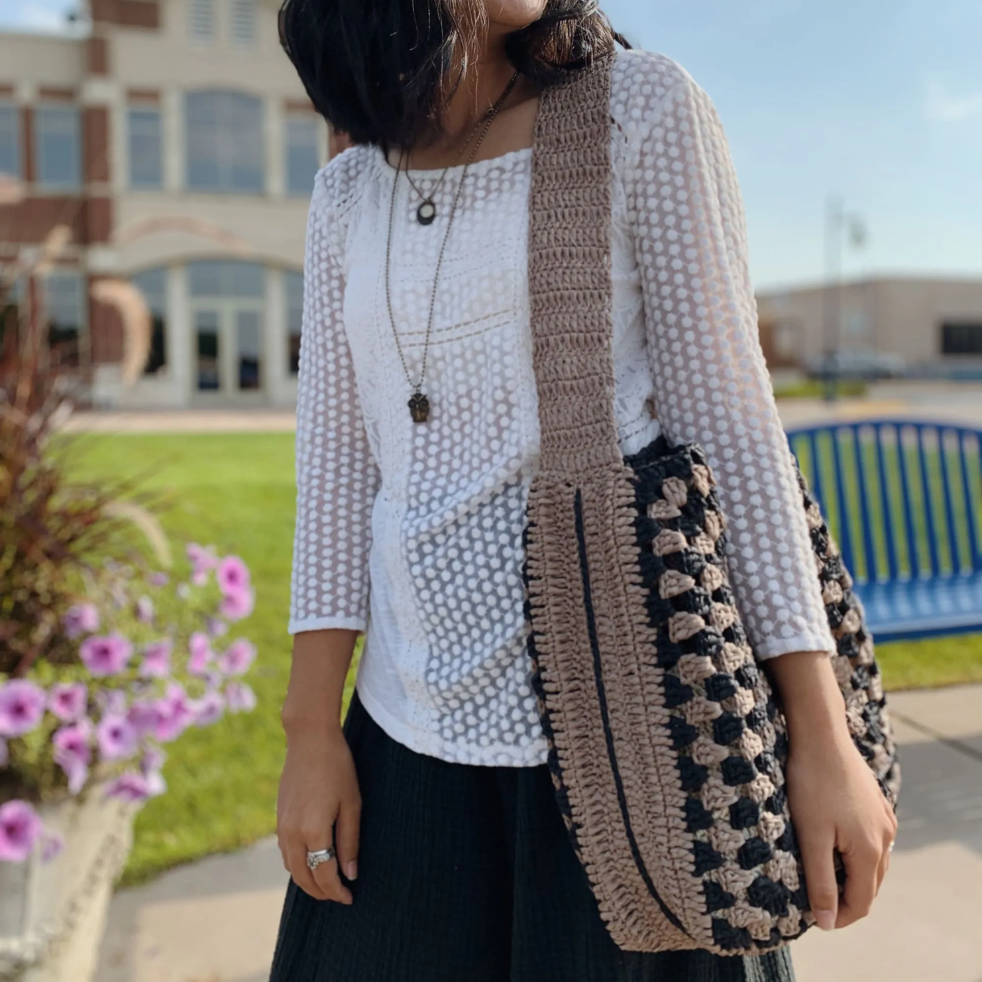 crochet granny square tote bag pattern PDF & video tutorial
