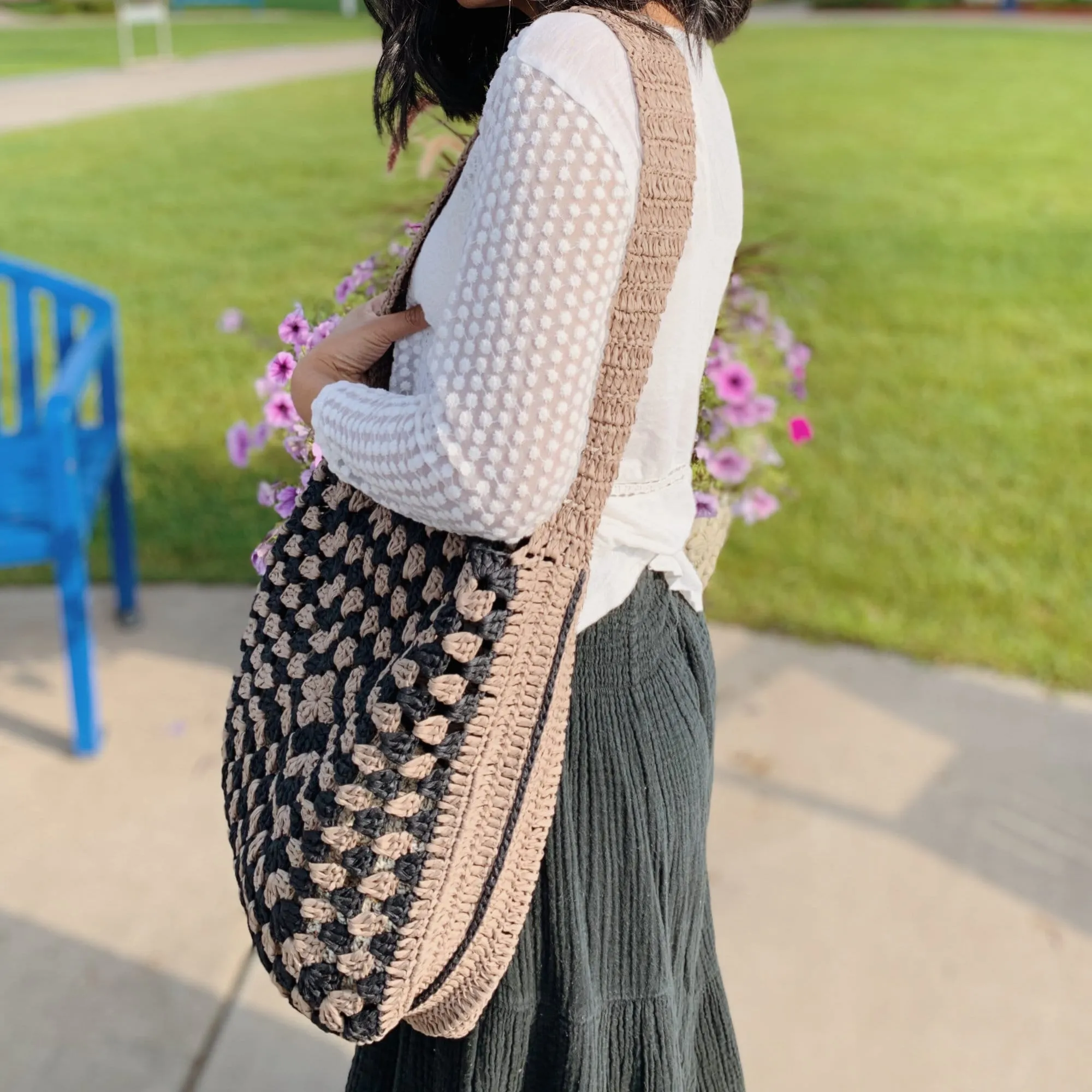 crochet granny square tote bag pattern PDF & video tutorial