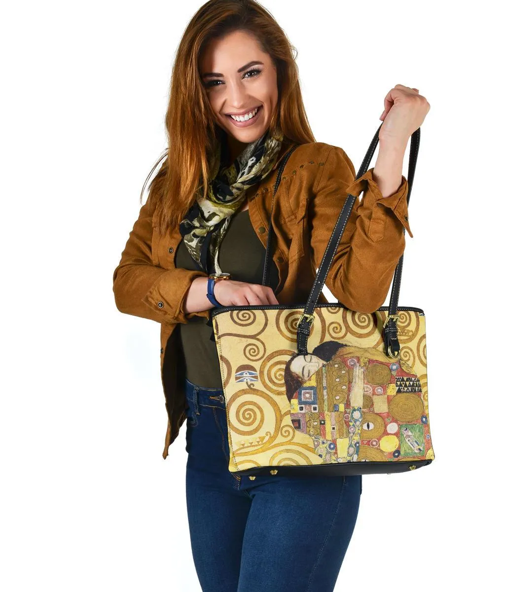 Custom Tote Bag (Vegan Leather) - Vintage Art | Gustav Klimt: The Embrace | Graphic Tote Bag, Aesthetic Tote Bag, Artsy Tote Bag, Gift Idea
