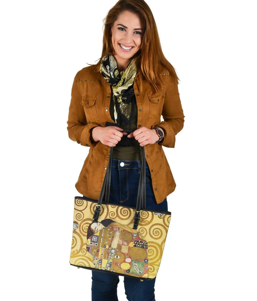 Custom Tote Bag (Vegan Leather) - Vintage Art | Gustav Klimt: The Embrace | Graphic Tote Bag, Aesthetic Tote Bag, Artsy Tote Bag, Gift Idea