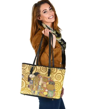 Custom Tote Bag (Vegan Leather) - Vintage Art | Gustav Klimt: The Embrace | Graphic Tote Bag, Aesthetic Tote Bag, Artsy Tote Bag, Gift Idea