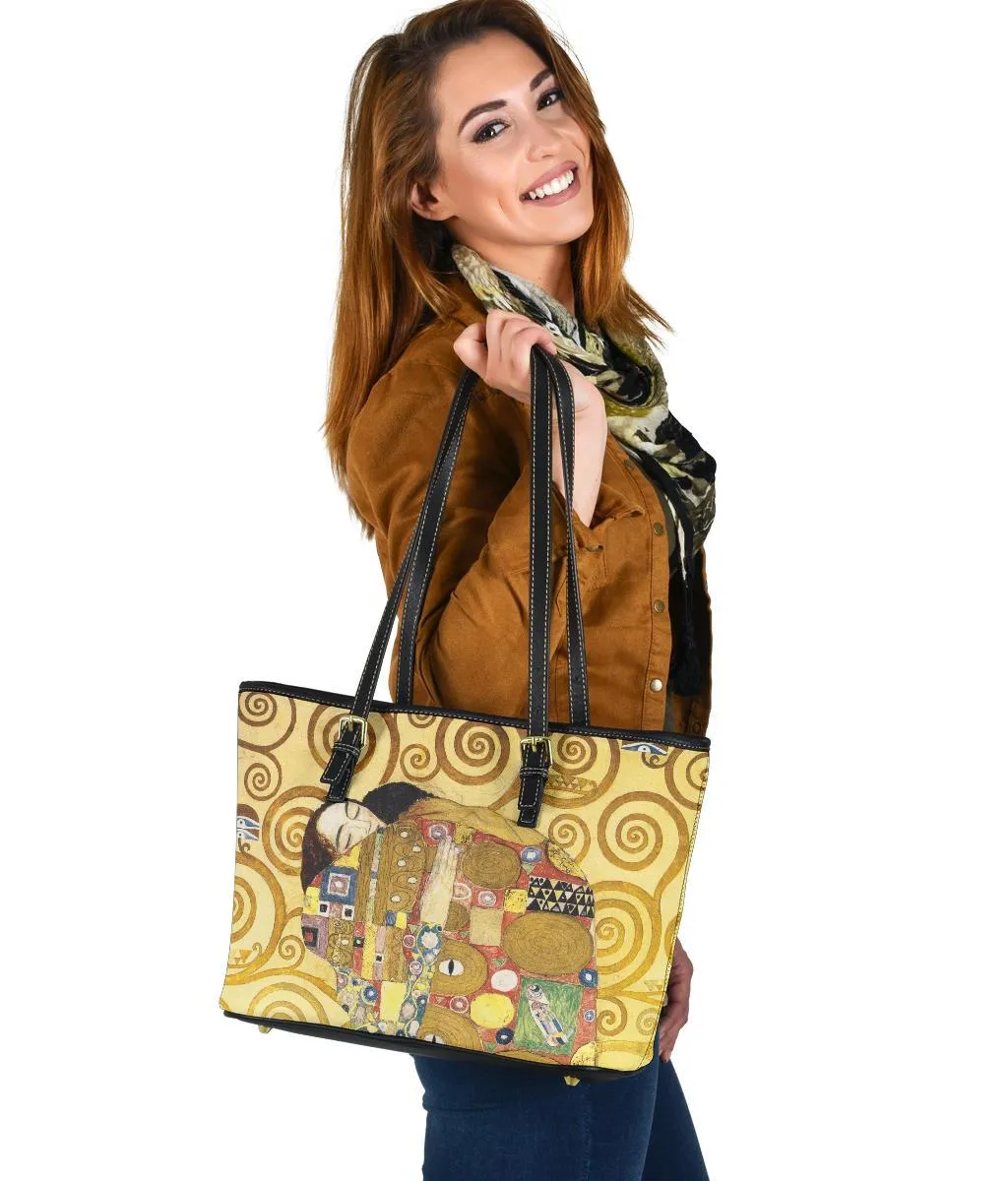 Custom Tote Bag (Vegan Leather) - Vintage Art | Gustav Klimt: The Embrace | Graphic Tote Bag, Aesthetic Tote Bag, Artsy Tote Bag, Gift Idea