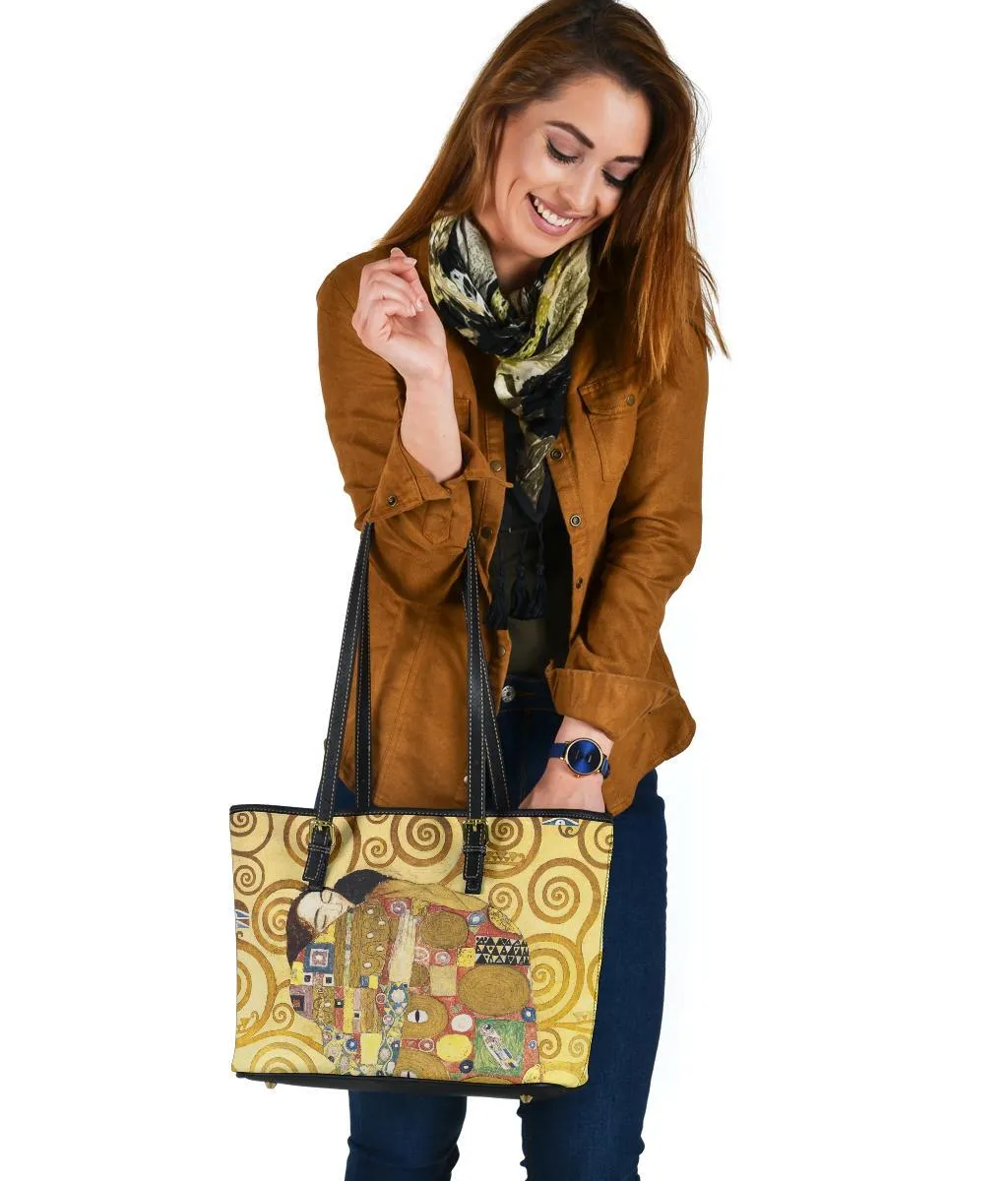 Custom Tote Bag (Vegan Leather) - Vintage Art | Gustav Klimt: The Embrace | Graphic Tote Bag, Aesthetic Tote Bag, Artsy Tote Bag, Gift Idea