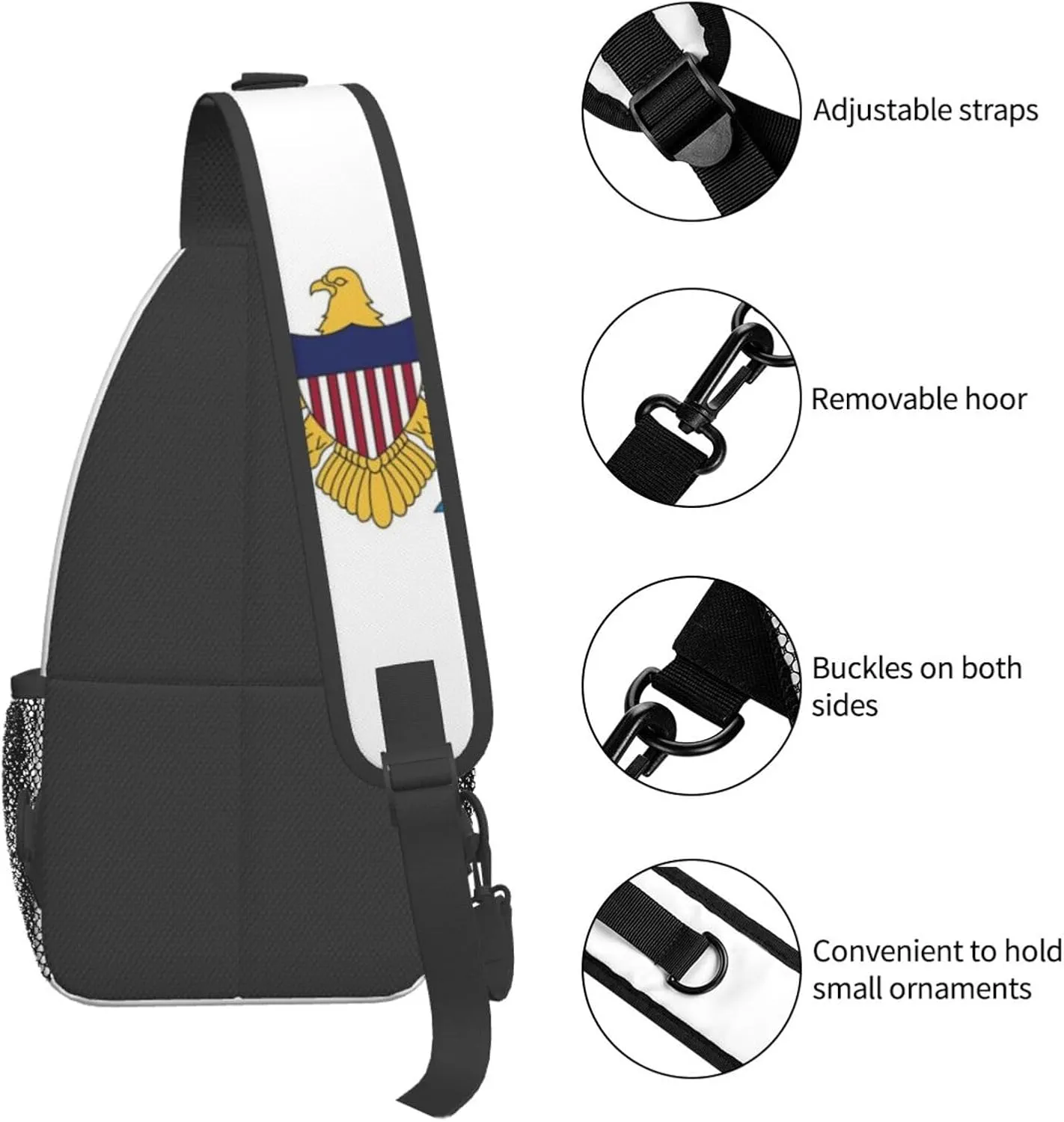 Cute Virgin Islands Flag Sling Backpack, Multipurpose Crossbody Shoulder Bag Travel Hiking Daypack for Men Women