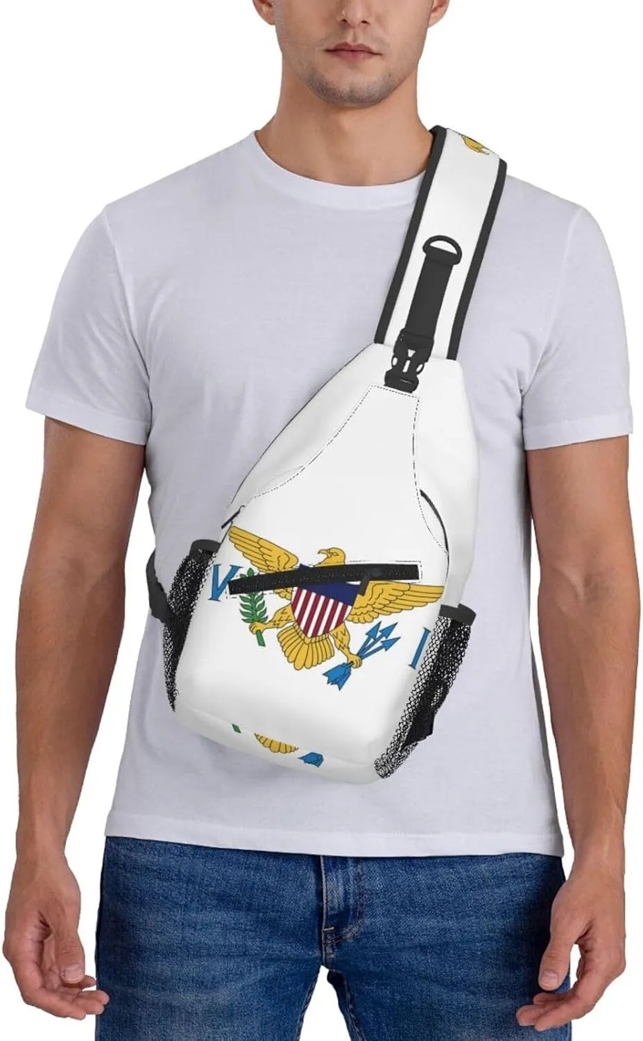 Cute Virgin Islands Flag Sling Backpack, Multipurpose Crossbody Shoulder Bag Travel Hiking Daypack for Men Women