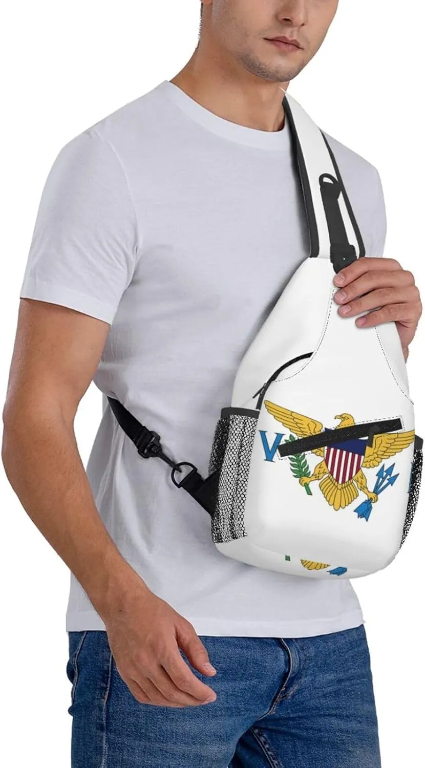Cute Virgin Islands Flag Sling Backpack, Multipurpose Crossbody Shoulder Bag Travel Hiking Daypack for Men Women