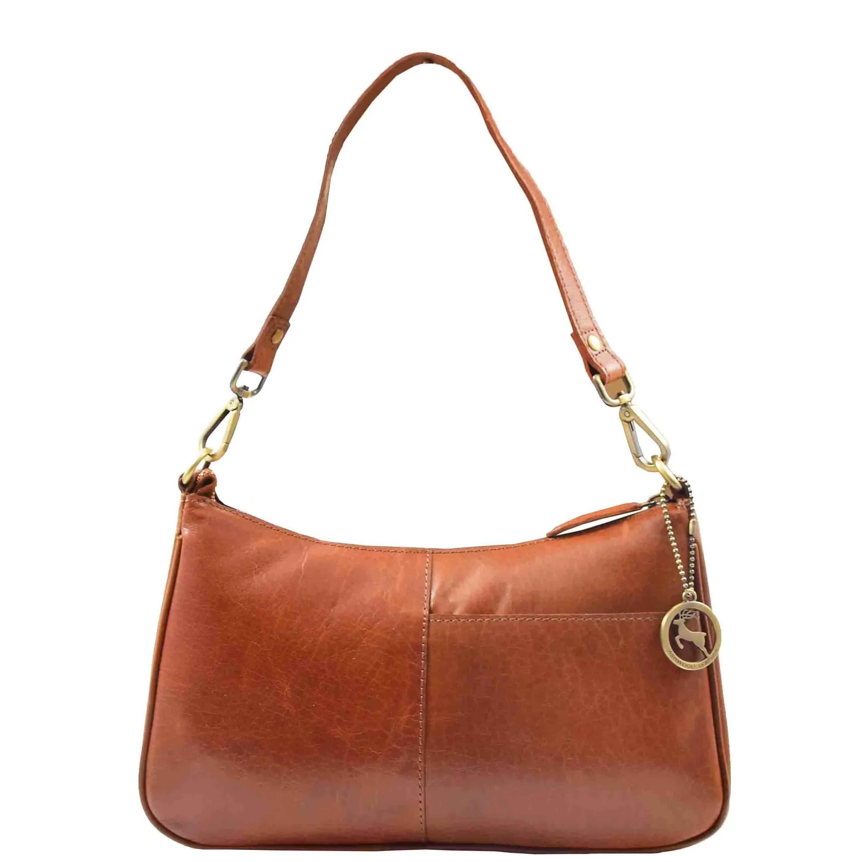 DR558 Women's Genuine Leather Shoulder Cross Body Bag Cognac
