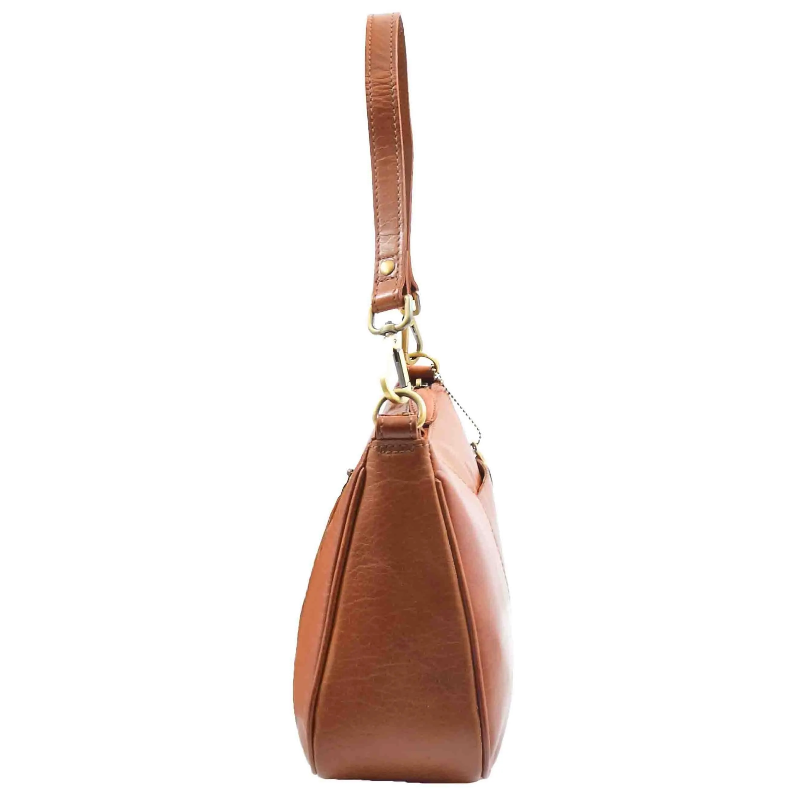 DR558 Women's Genuine Leather Shoulder Cross Body Bag Cognac