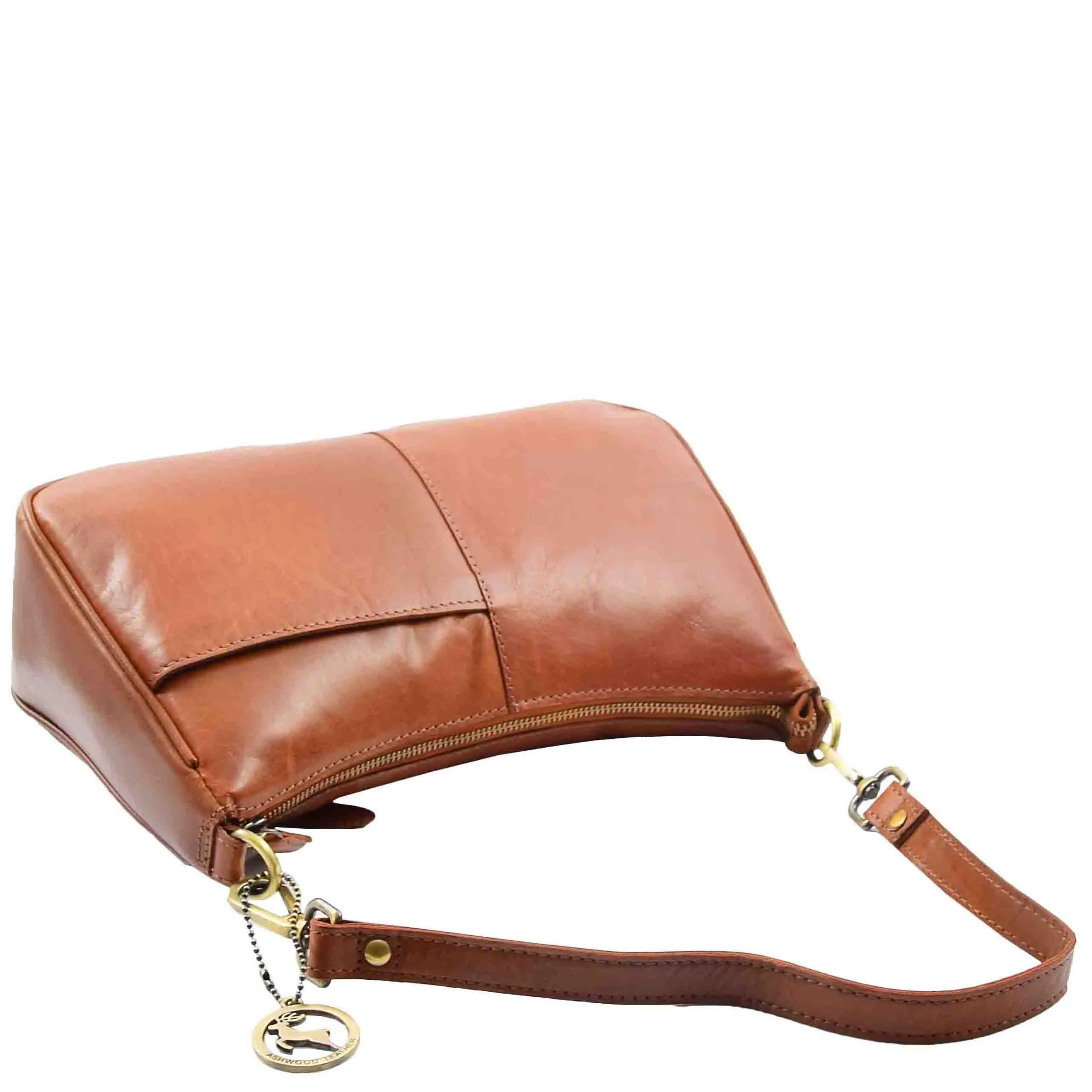 DR558 Women's Genuine Leather Shoulder Cross Body Bag Cognac