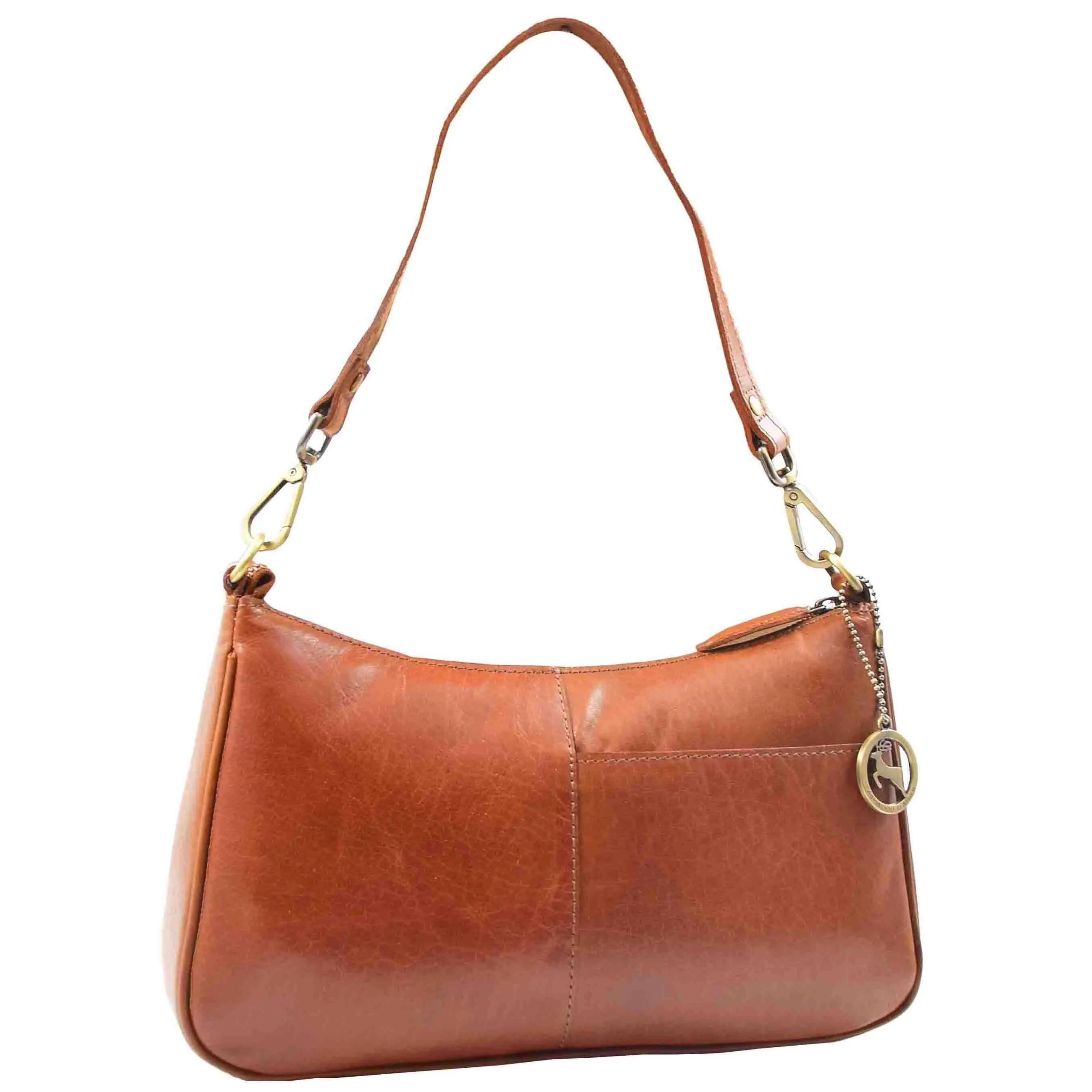 DR558 Women's Genuine Leather Shoulder Cross Body Bag Cognac