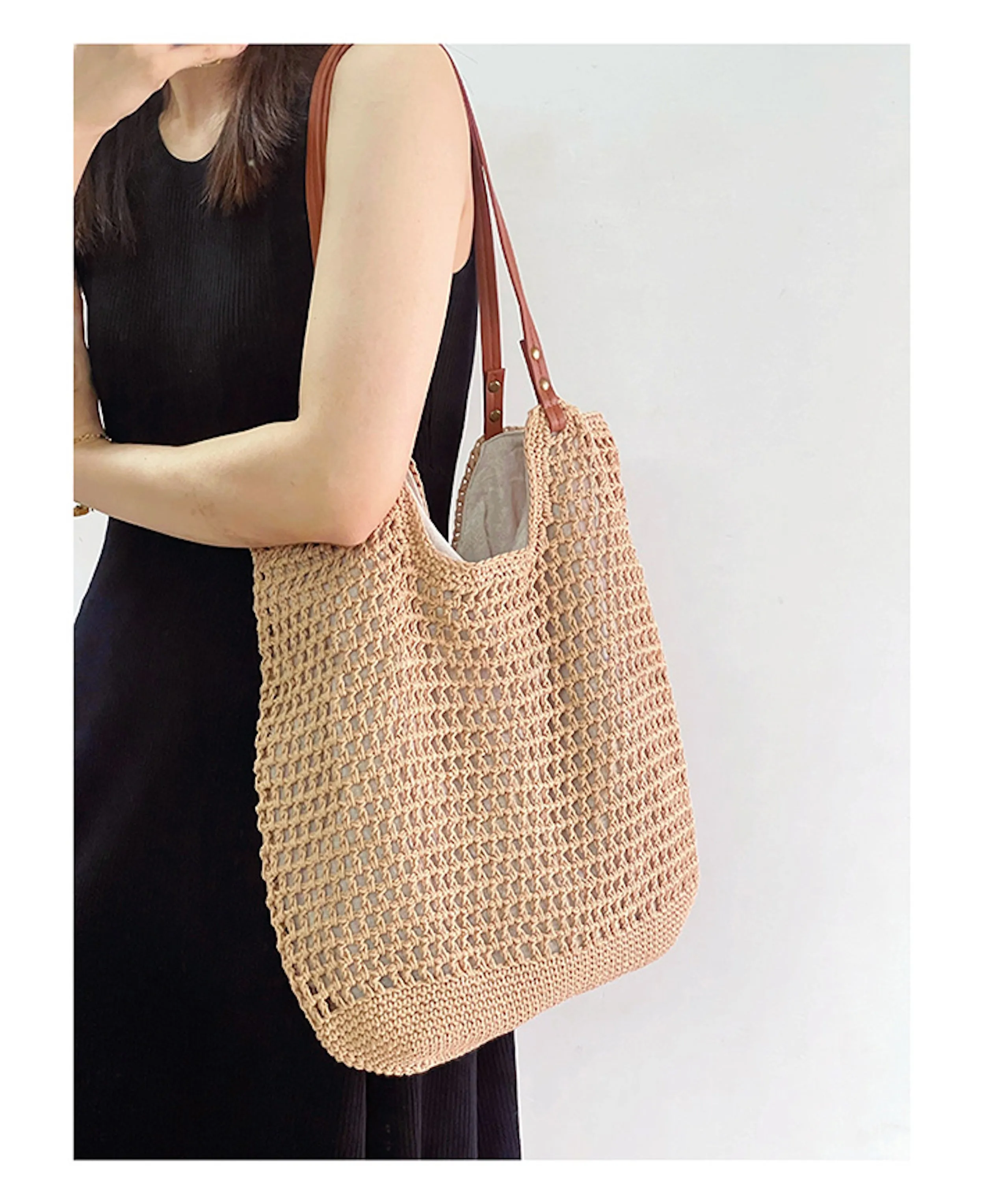 Elena Handbags Oversized Cotton Knitted Shoulder Bag