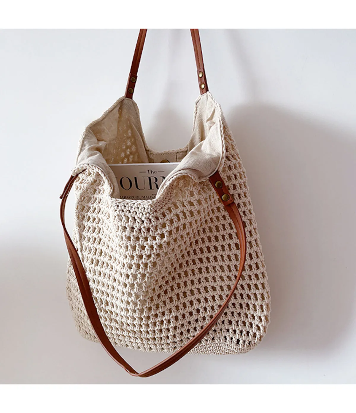 Elena Handbags Oversized Cotton Knitted Shoulder Bag