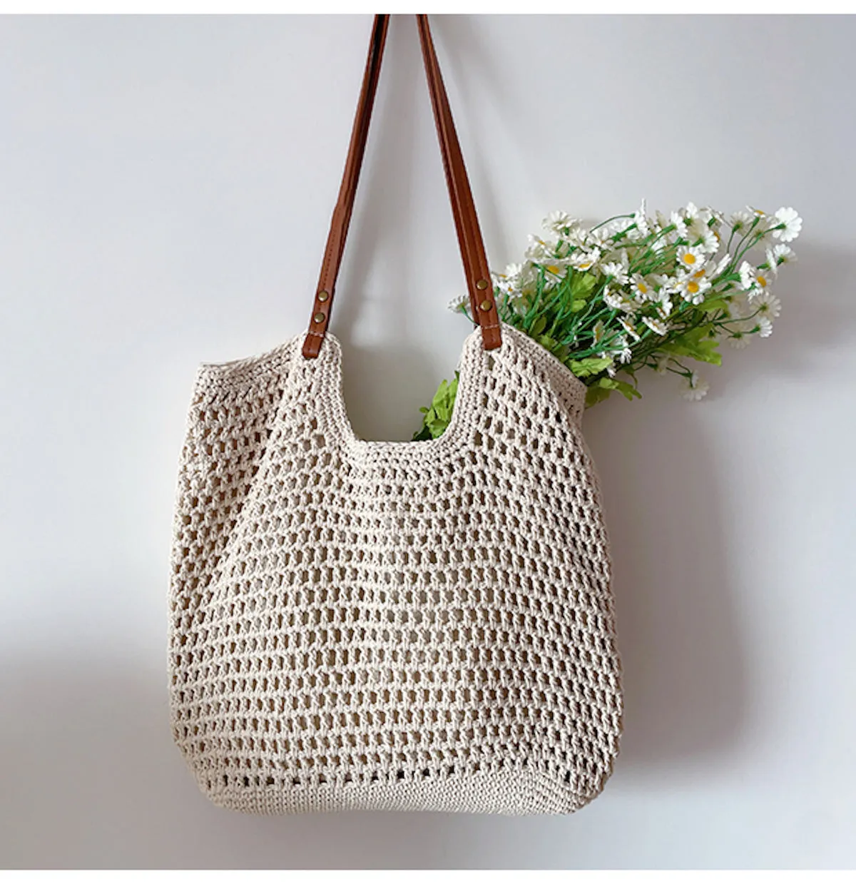 Elena Handbags Oversized Cotton Knitted Shoulder Bag