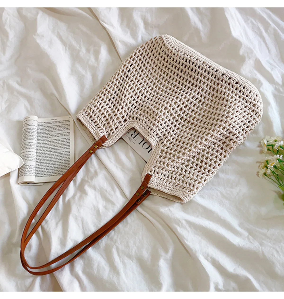 Elena Handbags Oversized Cotton Knitted Shoulder Bag