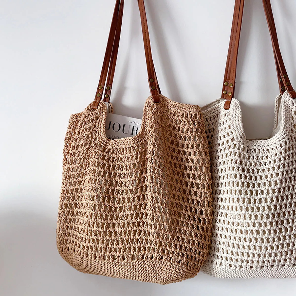 Elena Handbags Oversized Cotton Knitted Shoulder Bag