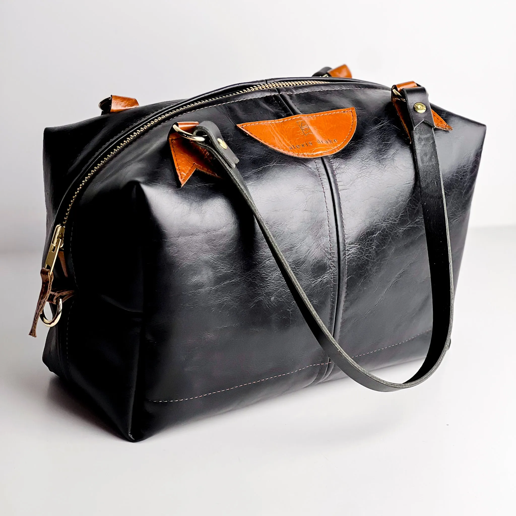 Everyday Collection | Eliza Satchel   Shoulder Tote | Black   Whiskey