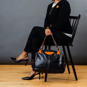 Everyday Collection | Eliza Satchel   Shoulder Tote | Black   Whiskey