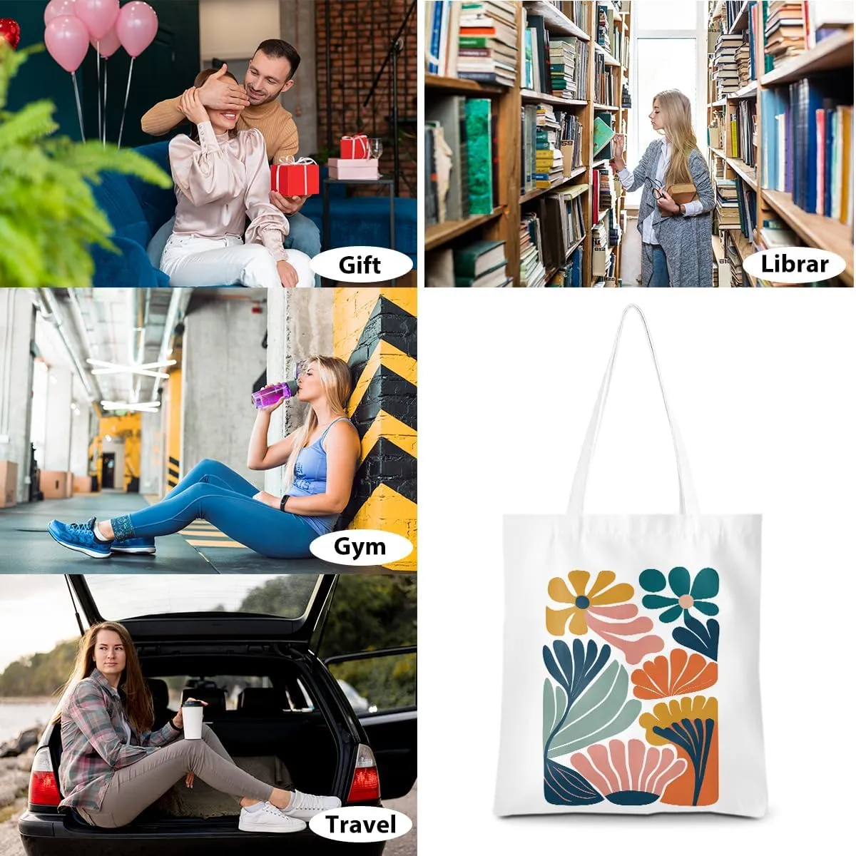 Gifts for Plant Lovers Tote Bag Flowers Beach Bag Insect Pumpkin Fall Halloween Travel Gifts Gardening