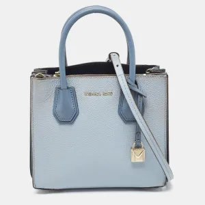 Grey/Blue Leather Mercer Satchel