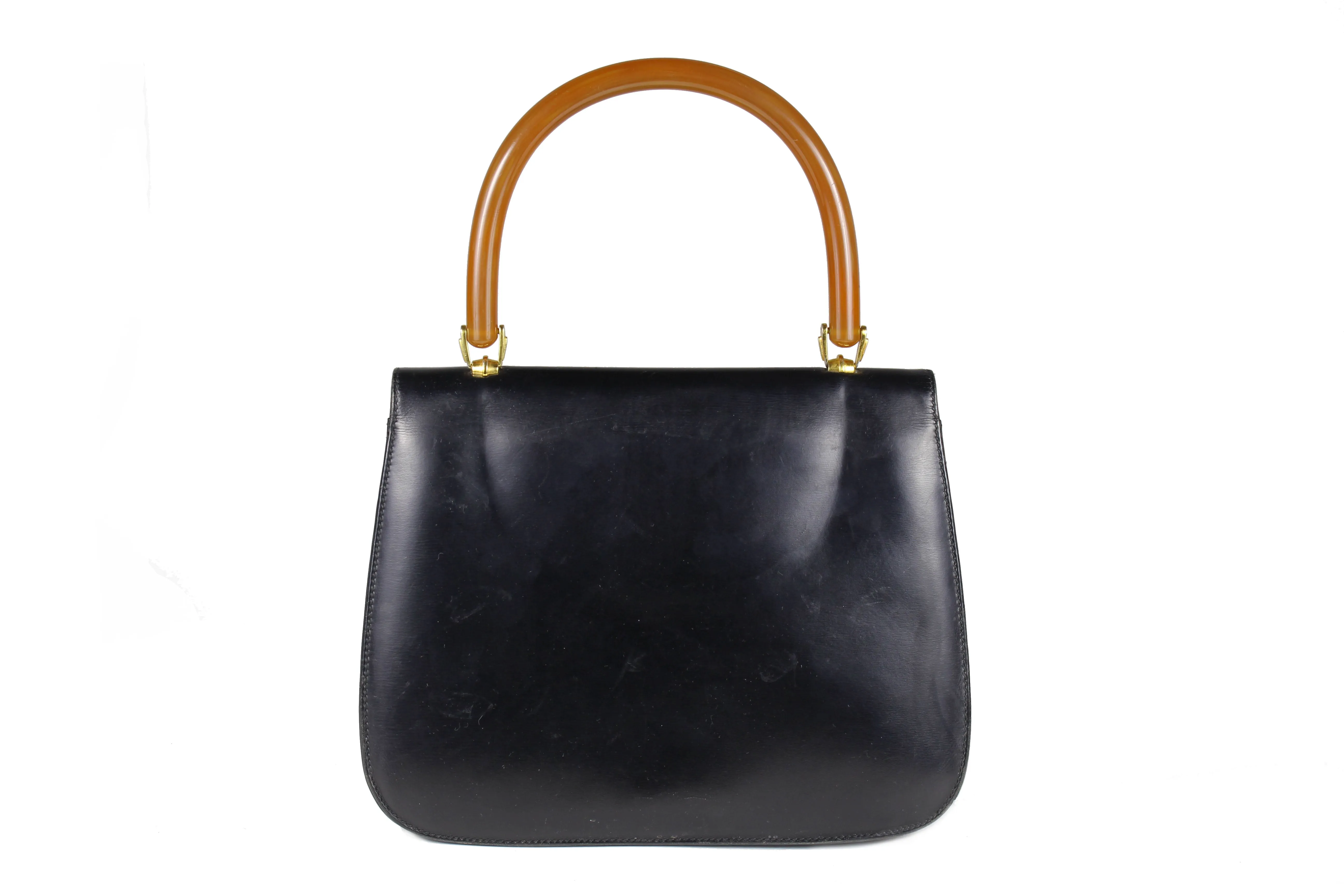 GUCCI leather and bakelite top handle bag